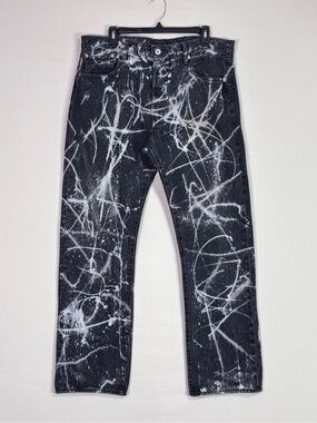 Levi’s 501 Jeans W38 L32 Black Splatter Paint Distressed Streetwear